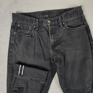 UNIQLO Selvedge Jeans Mens 30x26 Black Slim‎ Straight Casual Denim Pants *READ